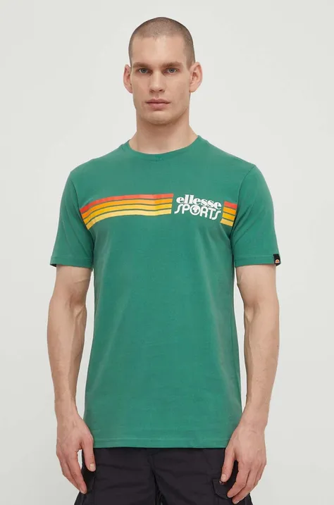 Памучна тениска Ellesse Sorranta T-Shirt в зелено с апликация SHV20128