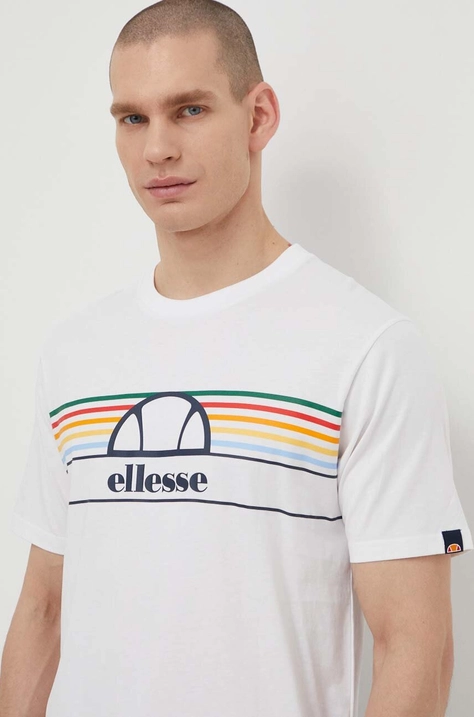 Ellesse tricou din bumbac Lentamente T-Shirt barbati, culoarea alb, cu imprimeu, SHV11918