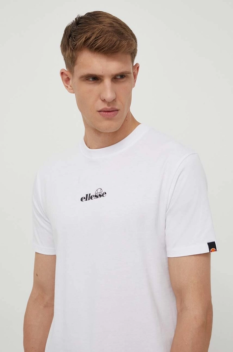 Ellesse tricou din bumbac Ollio Tee barbati, culoarea alb, cu imprimeu, SHP16463