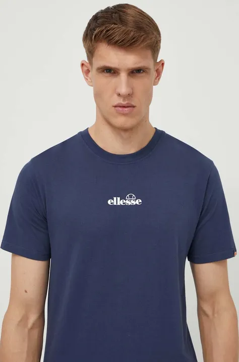 Памучна тениска Ellesse Ollio Tee в тъмносиньо с принт SHP16463