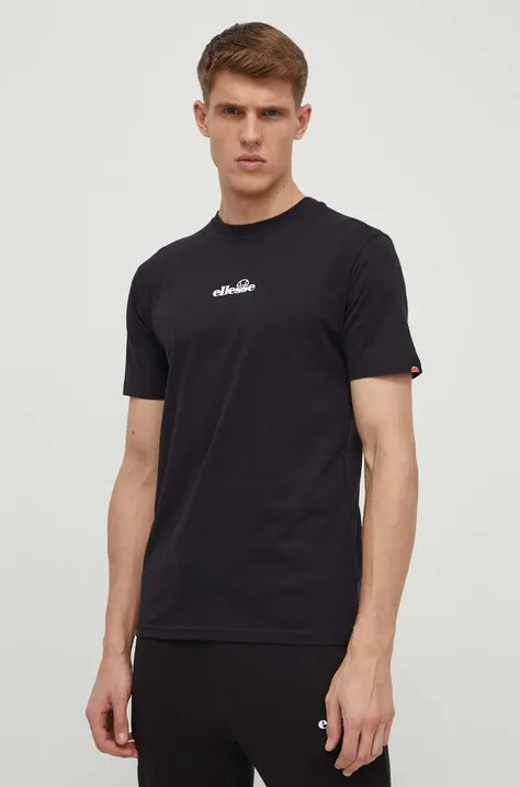 Bavlnené tričko Ellesse Ollio Tee pánske, čierna farba, s potlačou, SHP16463