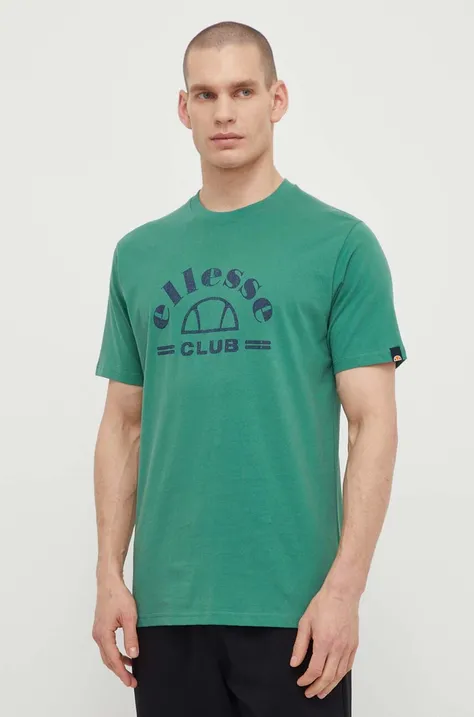 Ellesse pamut póló Club T-Shirt zöld, férfi, nyomott mintás, SHV20259