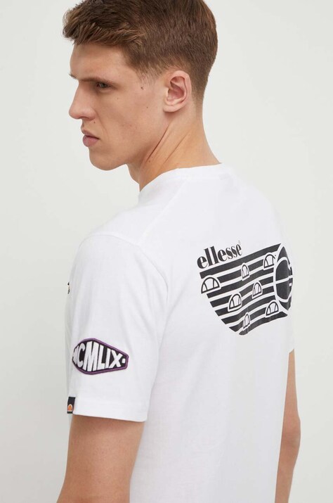 Ellesse tricou din bumbac Boretto T-Shirt barbati, culoarea alb, cu imprimeu, SHV20120