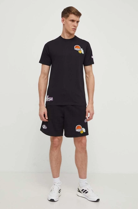 Βαμβακερό μπλουζάκι Ellesse Boretto T-Shirt ανδρικό, χρώμα: μαύρο, SHV20120