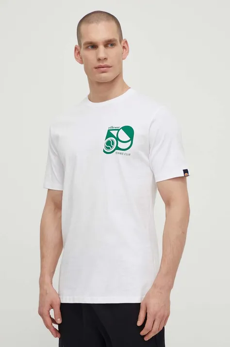 Ellesse pamut póló Sport Club T-Shirt fehér, férfi, nyomott mintás, SHV20273