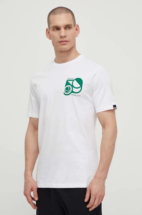 Bavlnené tričko Ellesse Sport Club T-Shirt pánske, biela farba, s potlačou, SHV20273