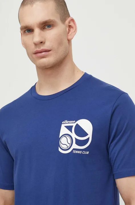 Ellesse pamut póló Sport Club T-Shirt sötétkék, férfi, nyomott mintás, SHV20273
