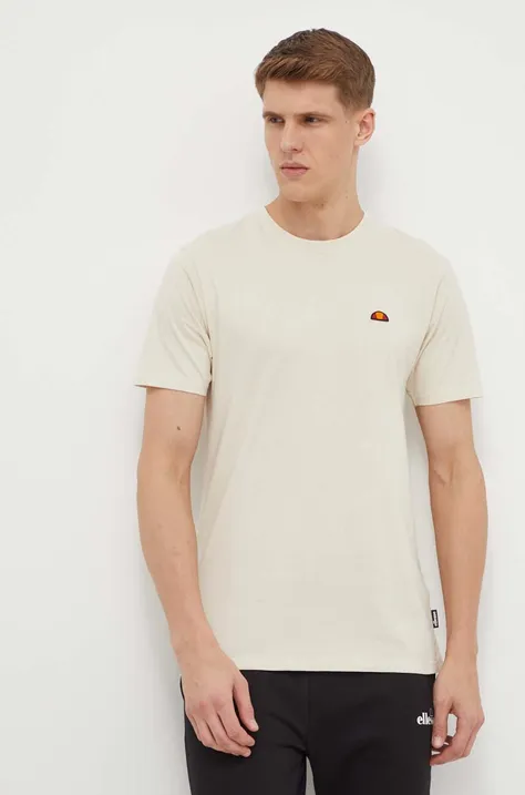 Bavlnené tričko Ellesse Cassica T-Shirt pánske, béžová farba, jednofarebné, SHR20276