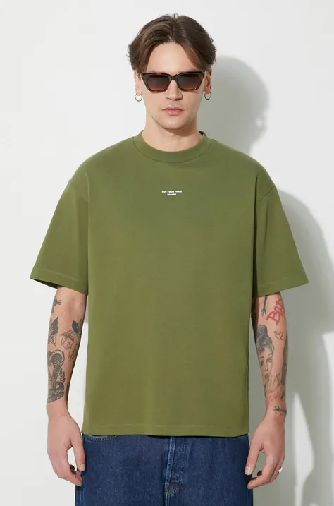 Хлопковая футболка Drôle de Monsieur Le T-Shirt Slogan мужская цвет зелёный с принтом D-TS191-CO002-KK