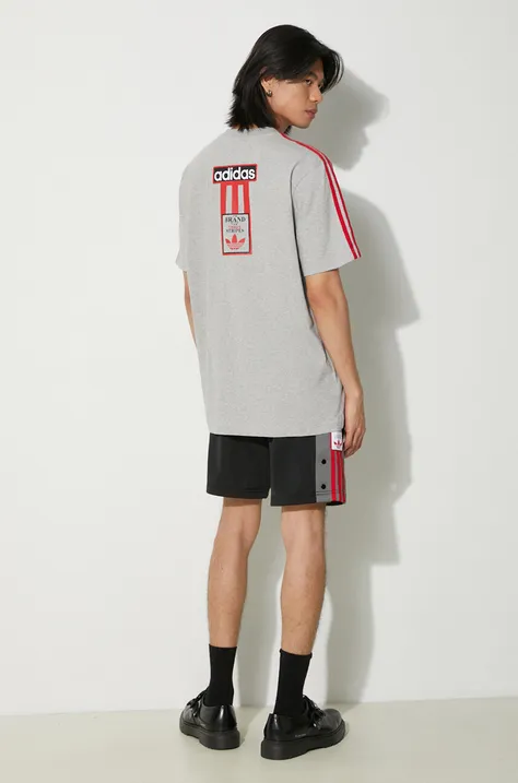 Бавовняна футболка adidas Originals чоловіча колір сірий з аплікацією IR7995