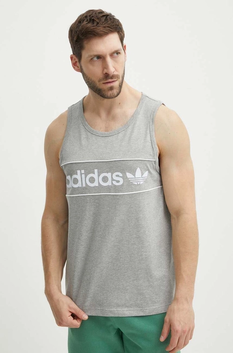 Pamučna majica adidas Originals za muškarce, boja: siva, IR9342