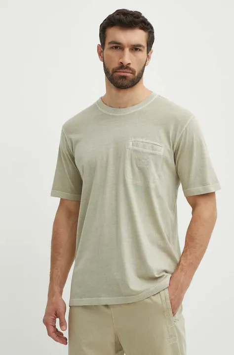 Бавовняна футболка adidas Originals чоловіча колір бежевий однотонна IS1763