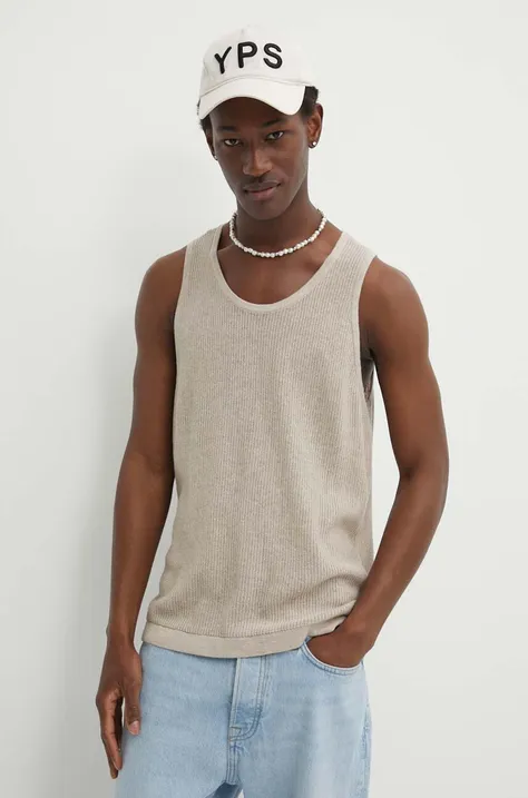Abercrombie & Fitch t-shirt męski kolor beżowy