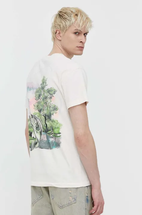 Βαμβακερό μπλουζάκι Abercrombie & Fitch ανδρικά, χρώμα: μπεζ