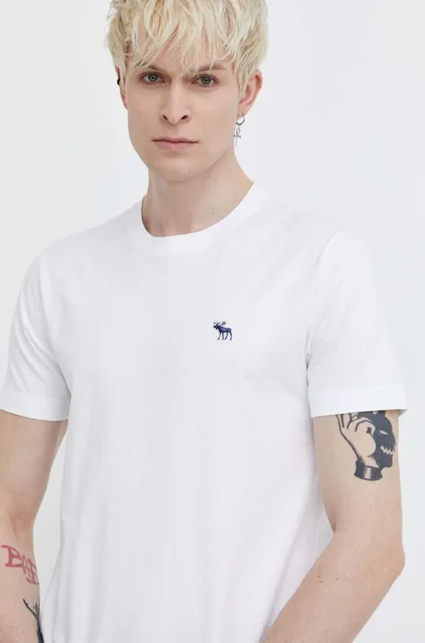 Памучна тениска Abercrombie & Fitch в бяло с изчистен дизайн