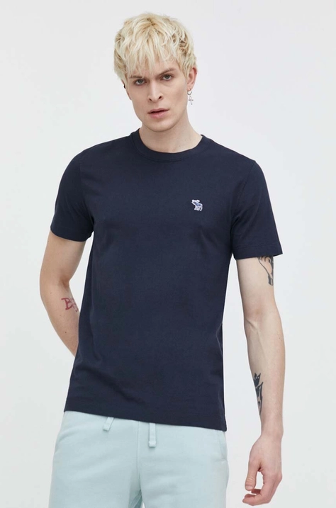 Abercrombie & Fitch t-shirt bawełniany męski kolor granatowy gładki