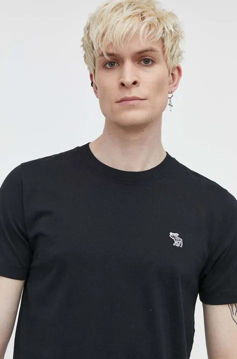 Памучна тениска Abercrombie & Fitch в черно с изчистен дизайн