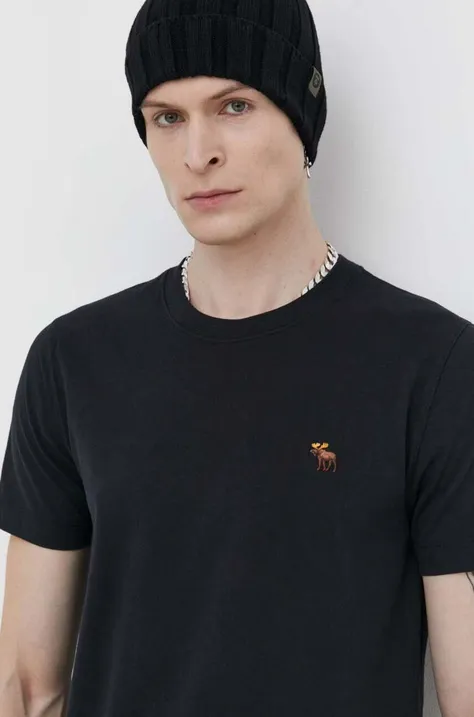 Βαμβακερό μπλουζάκι Abercrombie & Fitch ανδρικά, χρώμα: μαύρο