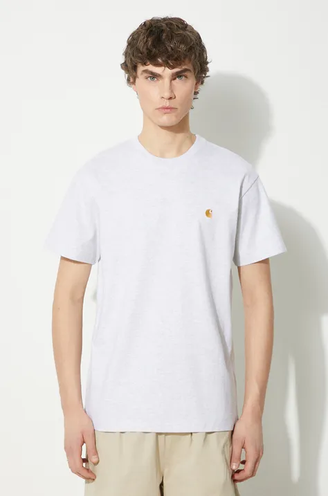Памучна тениска Carhartt WIP S/S Chase T-Shirt в сиво с меланжов десен I026391.00JXX