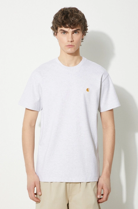 Carhartt WIP t-shirt bawełniany S/S Chase T-Shirt męski kolor szary melanżowy I026391.00JXX