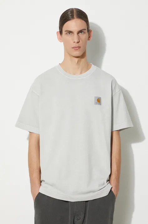 Хлопковая футболка Carhartt WIP S/S Nelson T-Shirt мужская цвет серый однотонная I029949.1YEGD