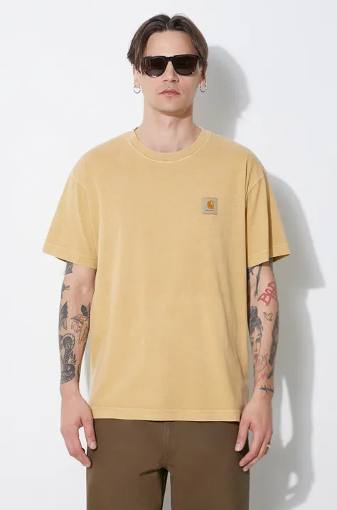 Carhartt WIP cotton t-shirt S/S Nelson T-Shirt men’s beige color smooth I029949.1YHGD