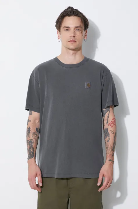Bavlnené tričko Carhartt WIP S/S Nelson T-Shirt pánske, šedá farba, jednofarebné, I029949.98GD
