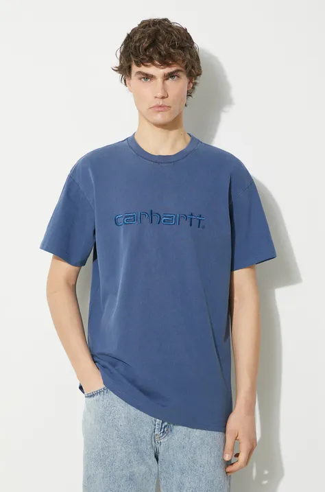 Хлопковая футболка Carhartt WIP S/S Duster T-Shirt мужская цвет синий с аппликацией I030110.1ZFGD