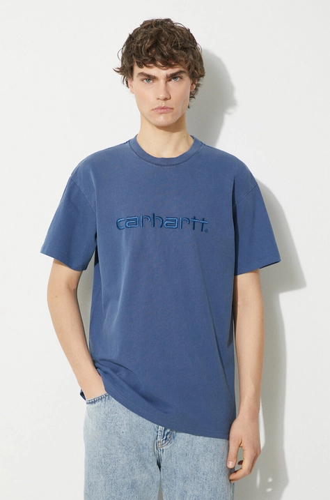 Carhartt WIP t-shirt bawełniany S/S Duster T-Shirt męski kolor granatowy z aplikacją I030110.1ZFGD