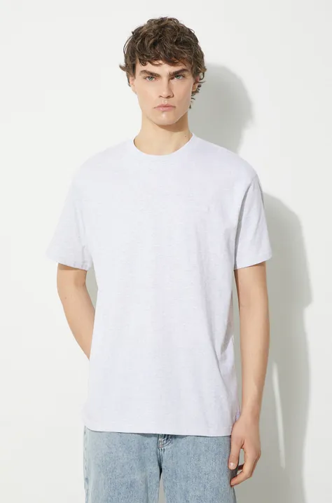 Памучна тениска Carhartt WIP S/S Script Embroidery T-Shirt в сиво с меланжов десен I030435.00TXX