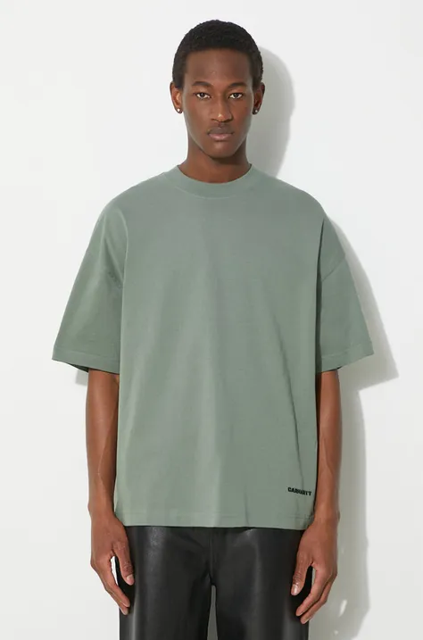 Βαμβακερό μπλουζάκι Carhartt WIP S/S Link Script ανδρικό, χρώμα: πράσινο, I031373.22RXX