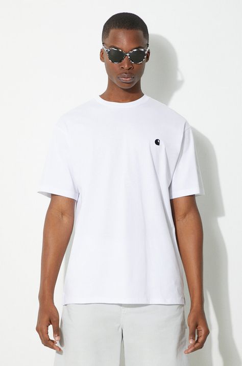 Хлопковая футболка Carhartt WIP S/S Madison мужская цвет белый однотонная I033000.00AXX
