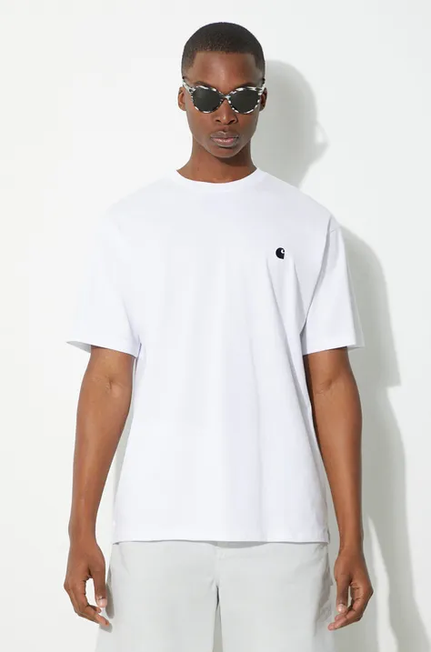 Bavlnené tričko Carhartt WIP S/S Madison pánske, biela farba, jednofarebné, I033000.00AXX