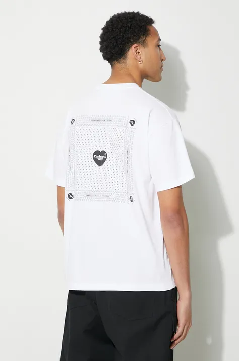 Βαμβακερό μπλουζάκι Carhartt WIP S/S Heart Bandana T-Shirt ανδρικό, χρώμα: άσπρο, I033116.00A06