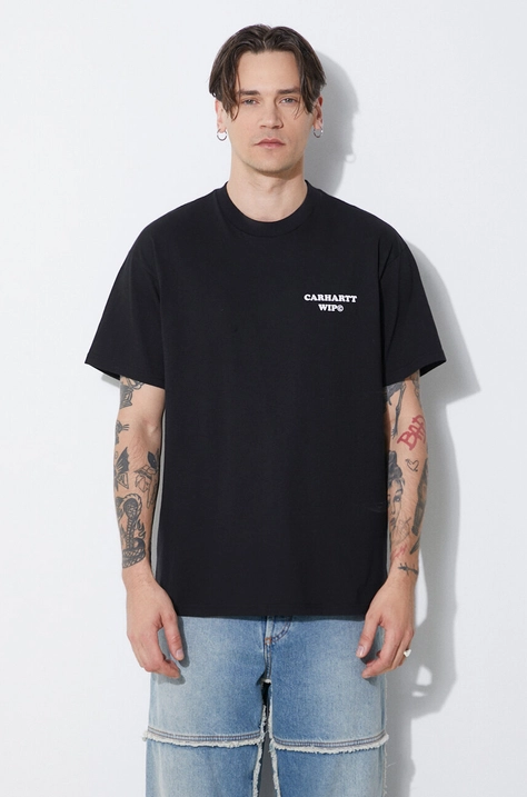 Carhartt WIP t-shirt bawełniany S/S Isis Maria Dinner T-Shirt męski kolor czarny z nadrukiem I033127.89XX