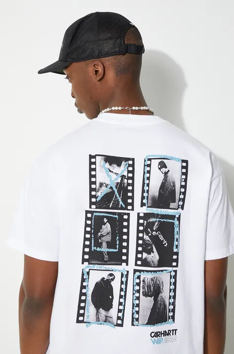 Bavlněné tričko Carhartt WIP S/S Contact Sheet T-Shirt bílá barva, s potiskem, I033178.02XX