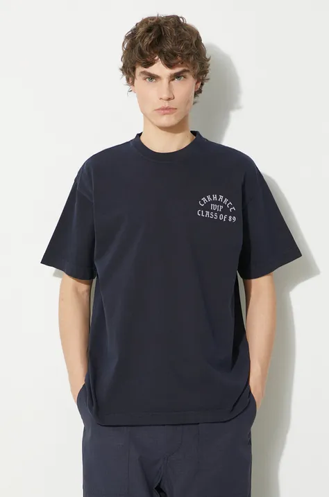 Хлопковая футболка Carhartt WIP S/S Class of 89 T-Shirt мужская цвет синий однотонная I033182.00BGD