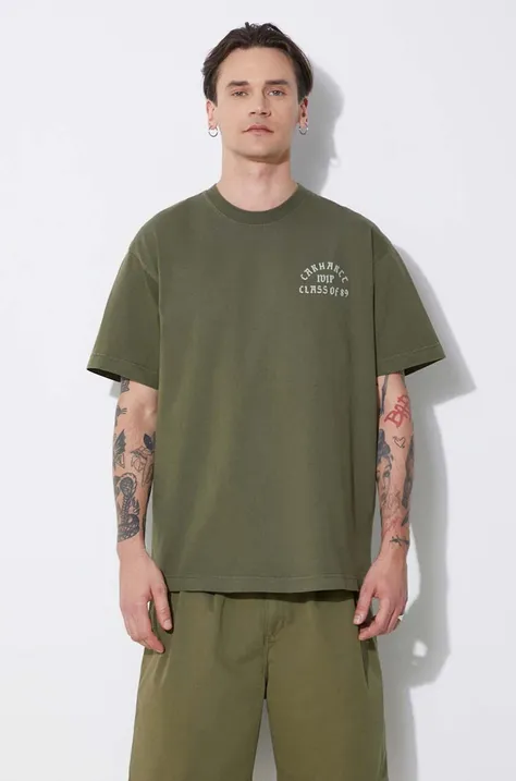 Carhartt WIP cotton t-shirt S/S Class of 89 men’s green color with a print I033182.25DGD