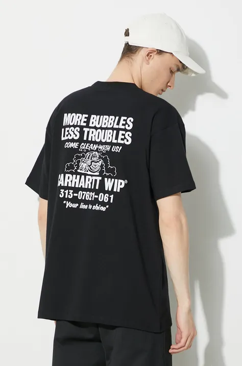 Carhartt WIP cotton t-shirt S/S Less Troubles T-Shirt men’s black color I033187.0D2XX