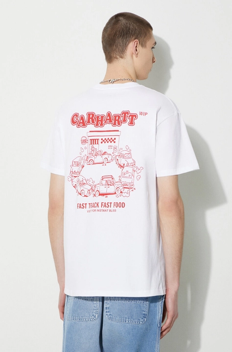 Carhartt WIP cotton t-shirt S/S Fast Food T-Shirt men’s white color I033249.1WZXX