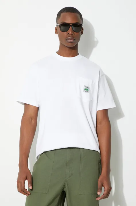 Хлопковая футболка Carhartt WIP S/S Field Pocket T-Shirt мужская цвет белый с аппликацией I033265.02XX