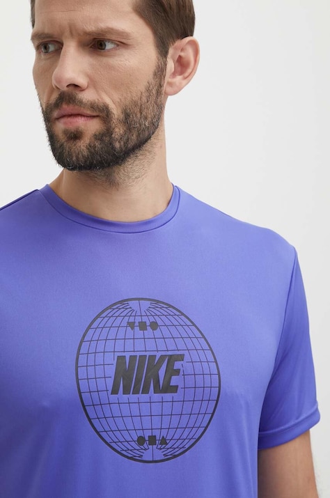 Nike tricou de antrenament Lead Line culoarea violet, cu imprimeu