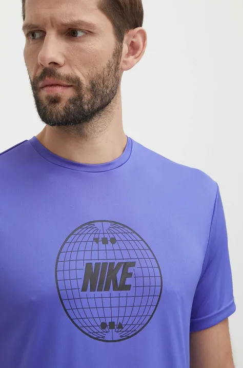 Nike t-shirt treningowy Lead Line kolor fioletowy z nadrukiem
