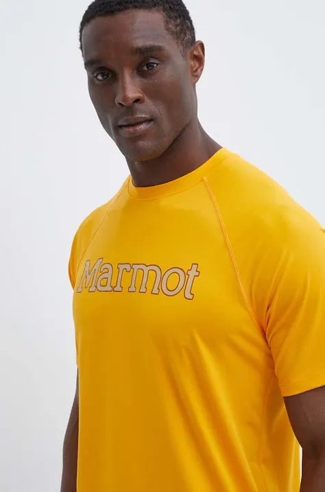 Спортна тениска Marmot Windridge Graphic в жълто с принт