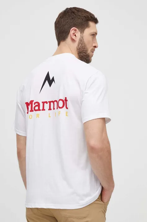 Marmot tricou sport Marmot For Life culoarea alb, cu imprimeu