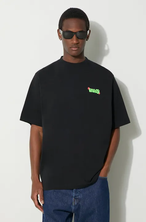 Bavlněné tričko Marcelo Burlon Solsticio Over černá barva, s potiskem, CMAA054S24JER0071050