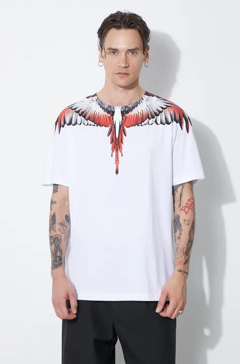 Bavlnené tričko Marcelo Burlon Icon Wings Basic pánske, biela farba, s potlačou, CMAA056S24JER0010125