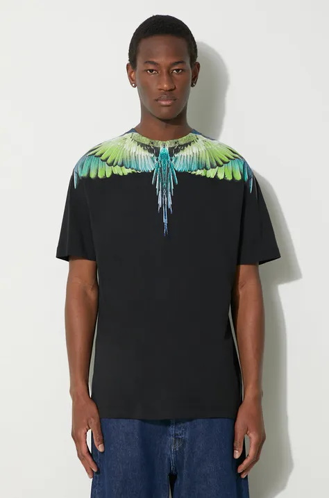 Marcelo Burlon t-shirt bawełniany Icon Wings Basic męski kolor czarny z nadrukiem CMAA056S24JER0011050