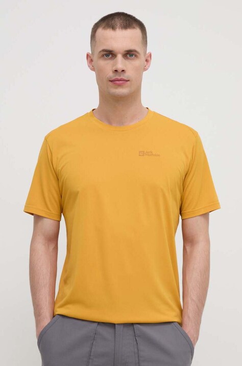 Jack Wolfskin tricou sport Delgami culoarea galben, neted, 1809811