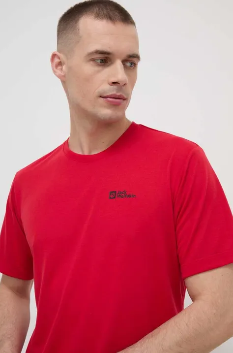 Športové tričko Jack Wolfskin Vonnan červená farba, jednofarebné